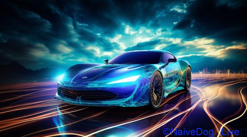 Please depict a realistic image that symbolizes high-performance and convenience in a VPN service. The image could feature a sleek, high-speed train or a race car, symbolizing speed and performance. The background could be a digital landscape or a network of glowing lines, representing the virtual network. The image should convey a sense of speed, efficiency, and ease of use