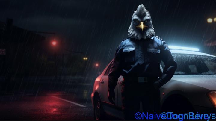 ノワールチックな獣人達の世界、『Chicken Police』:The Wild Gentlemenの手がけたカッコいい鶏のゲームを調査せよ 47 警察 ニワトリ 擬人化 イメージイラスト AIジェネレーター