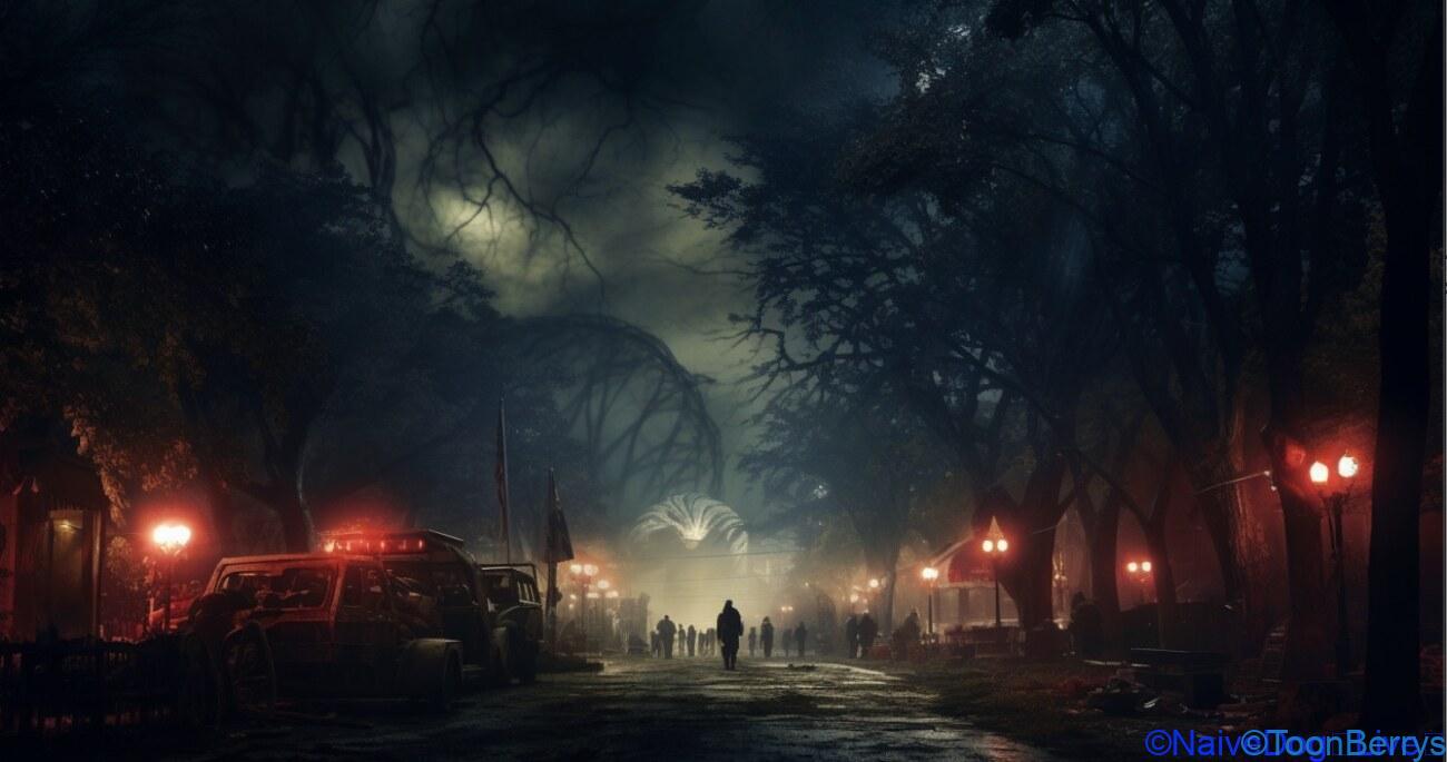 美しい公園に謎ののっぺらぼうが現る:海外ホラーインディーゲーム「Slender: Return to Rosswood Park」を調査せよ 19 ホラー 公園 画像生成