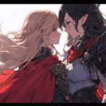 エルフの女性騎士と人間の女性騎士