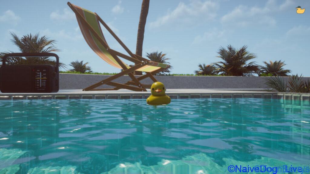 アヒルのおもちゃをプールで遊ばせるだけのゲーム【placid plastic duck simulator】 6 ぷかぷか浮かぶアヒルを眺めているだけのイラスト