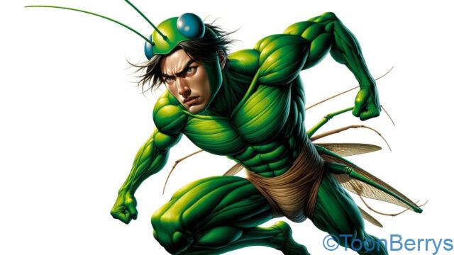 クソゲーハンター陣内と黒歴史を超えた男の「ギリギリッス」勝負を見る 9 キリギリスの格好をした男性のイラスト