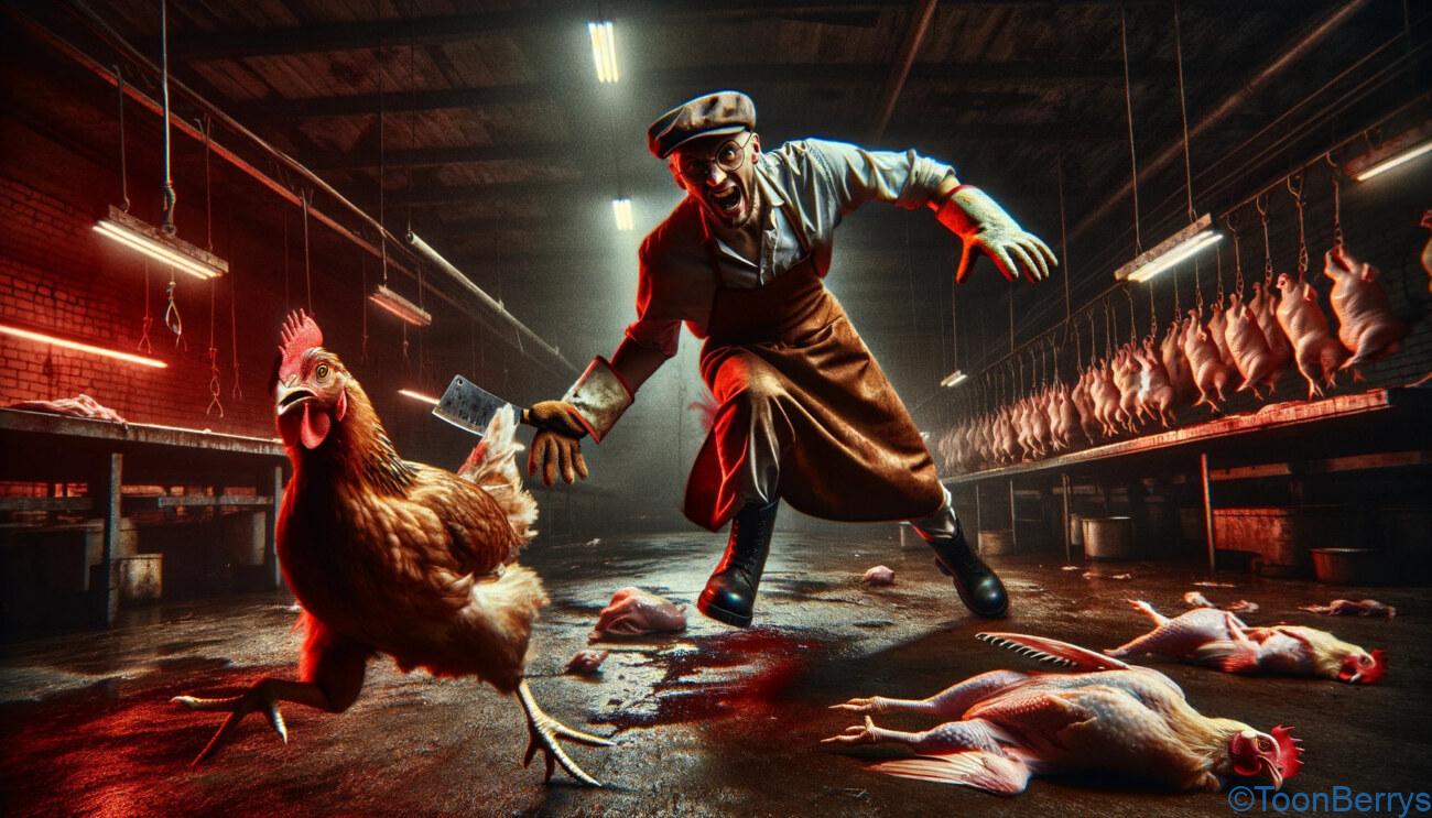 The Great Escape from the Slaughterhouse: "Saborus" 1 捕まったら最後、逃げ回る鶏と追いかける屠殺場の従業員