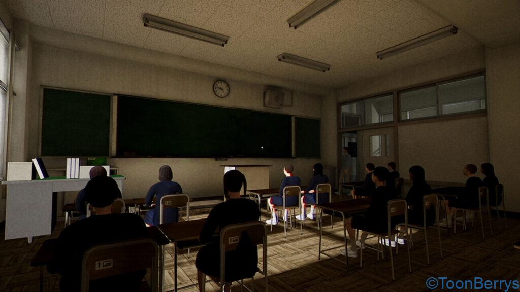 日本のホラー映画ような不気味さ、VHSのノイズが煩わしも感じる雰囲気あるチラズアート作品「誘拐事件」が来る。 14 田舎の学校の風景
