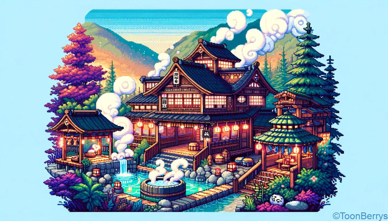 寂れた銭湯を立て直す「Spirittea」の成功物語とYouTuberの影響力 1 ピクセルアートの温泉宿、ファンタジー
