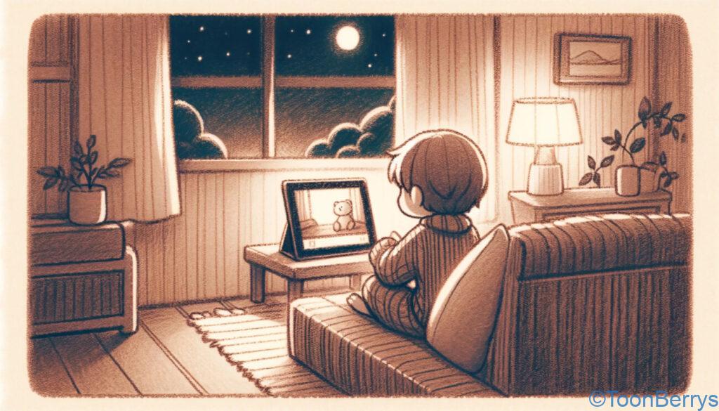 精神科医と行くOMORIのゲームさんぽ【6】 4 寝室で動画をタブレットで見る少年