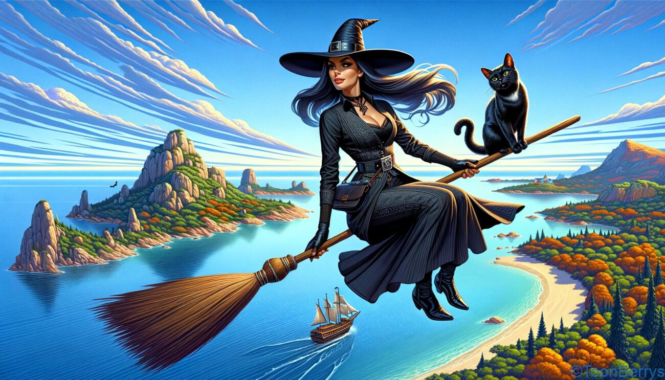 魔女の自給自足生活シム「The Witch of Fern Island」 1 箒で猫と一緒に空を飛ぶ魔女