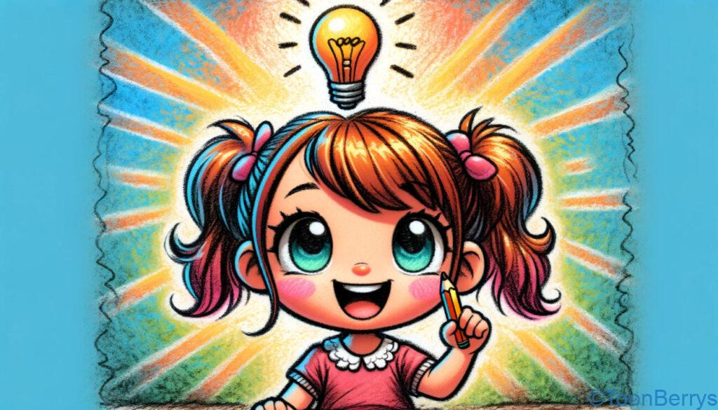 【初心者必見】ブログ作成はConoHa WINGのレンタルサーバーから始めよう! 13 頭に電球が出て、閃いた女のこのイラスト