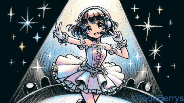 キラキラしたアイドルのステージイラスト