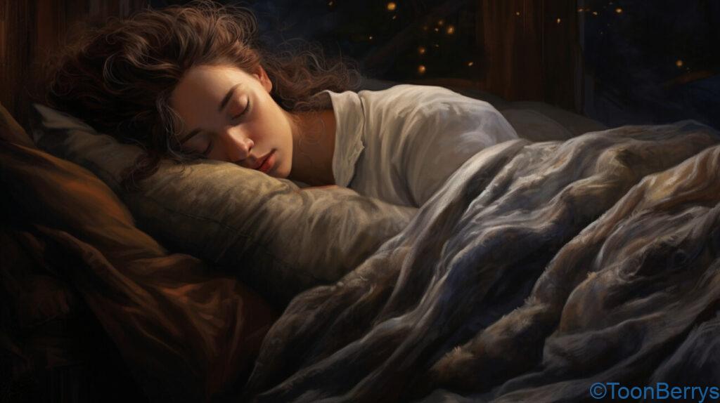 革新的な睡眠体験:ブルーブラッド枕の驚きの効果 8 睡眠中の女性