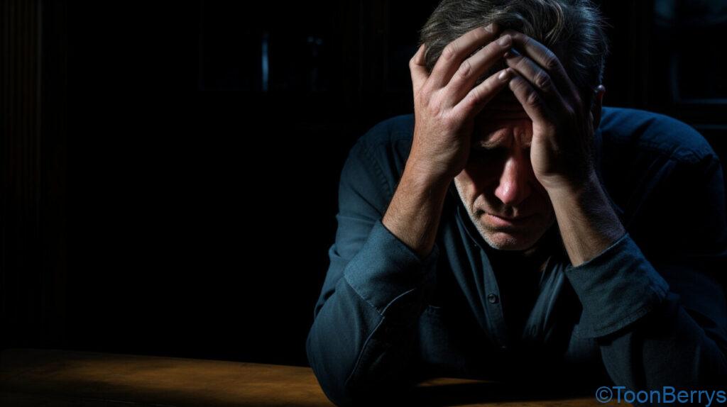 革新的な睡眠体験:ブルーブラッド枕の驚きの効果 9 睡眠不足で悩む男性