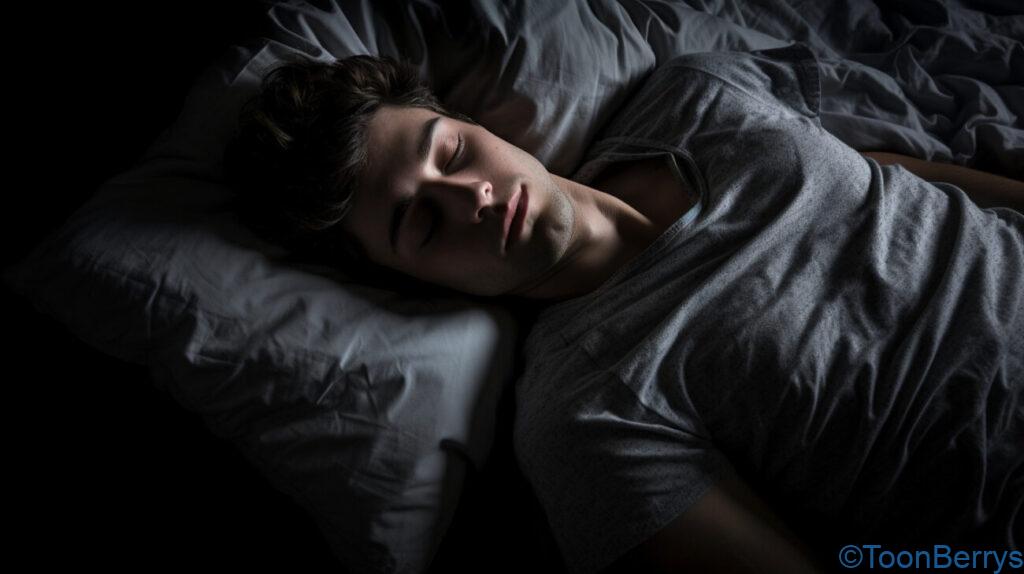 革新的な睡眠体験:ブルーブラッド枕の驚きの効果 15 睡眠中の男性