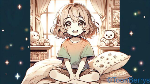 可愛い女の子がベッドの上にいる