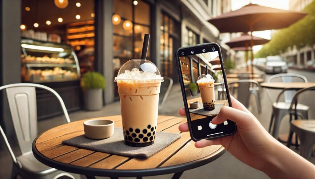 何やら不穏な空気が漂うThe Boba Teashopを調査せよ! 3 タピオカを写メする画像