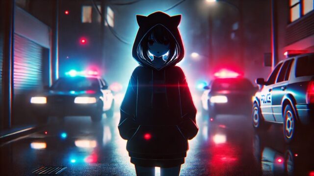夜道を歩く猫フード