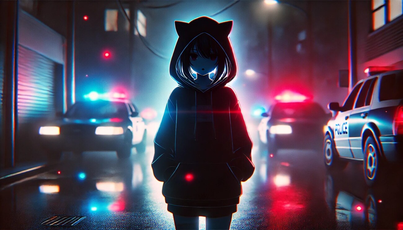 夜道を歩く猫フード