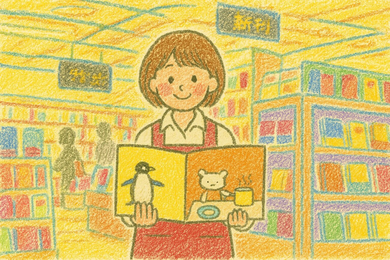 絵本を見せる女性